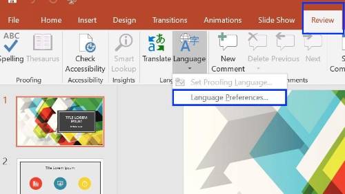 language preferences in powerpoint
