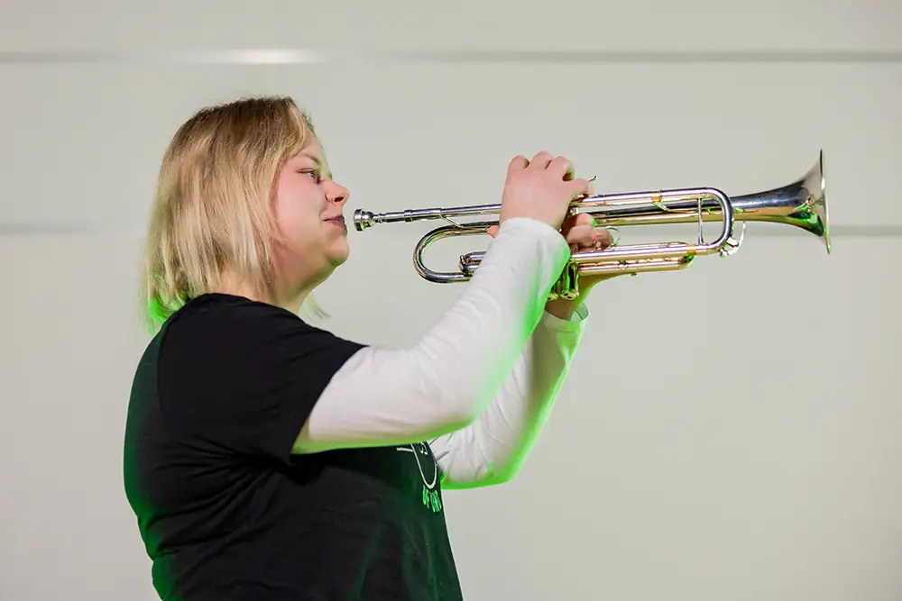 Hannah Thorlakson playing trumpet