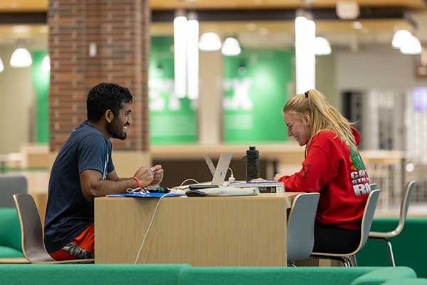 Students working on homework together at Union