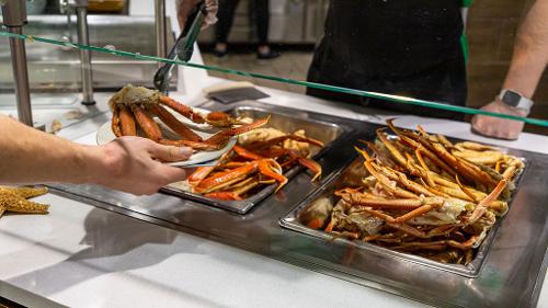 Alaskan crab legs ready for serving