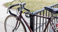 a property tag attached to a bike