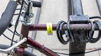 a property tag attached to a bike