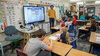 Student teacher in elementary classroom