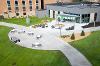 Aerial view of the outside patio seating area of the Landing Zone