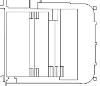 Diagram of a staircase with a presentation space at the bottom.