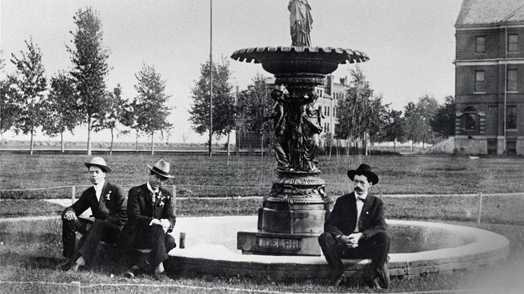 Sitting by new Aldelphi Fountain 1900's