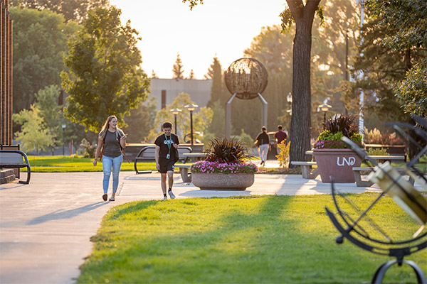 students walking on campus