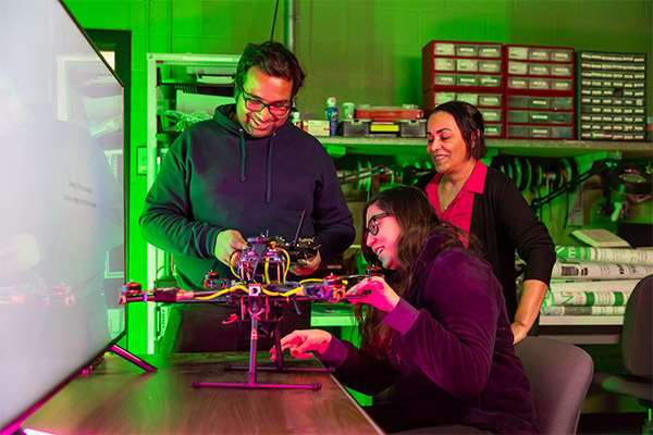 students working in lab