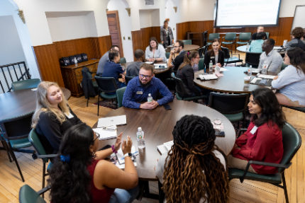 Students studying around a table