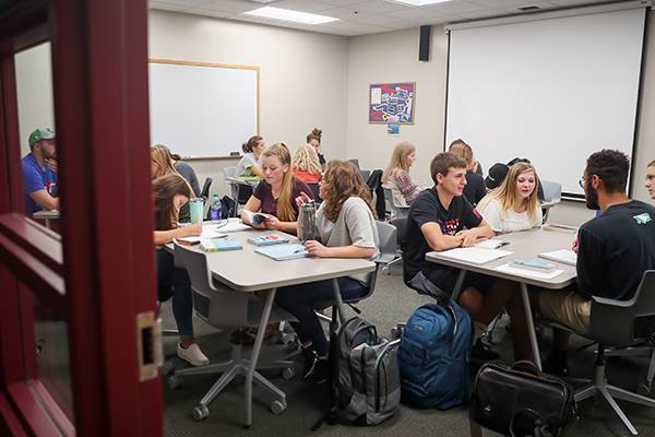 students in class at columbia hall