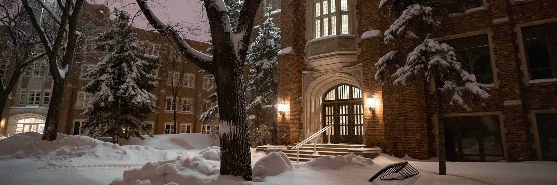 Winter night on campus