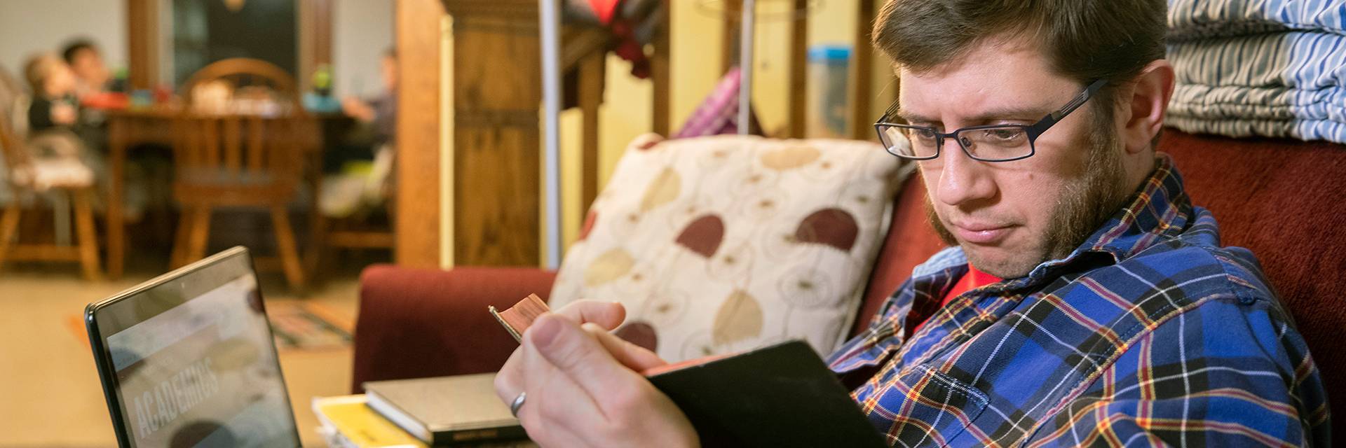 UND student studying at home