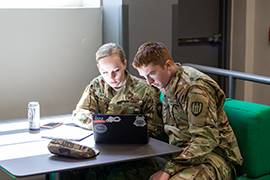 Military Students at Laptop