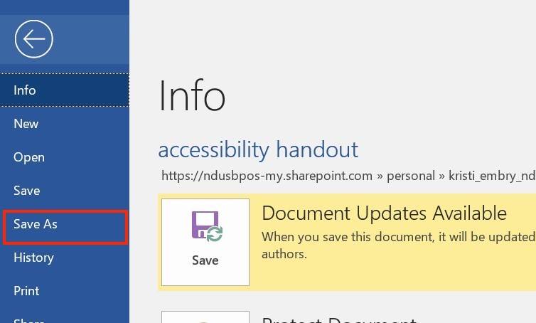 Enable tags when saving as PDF for Windows - File- Save