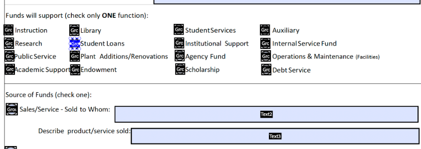 Screenshot of automatically detected form fields. 
