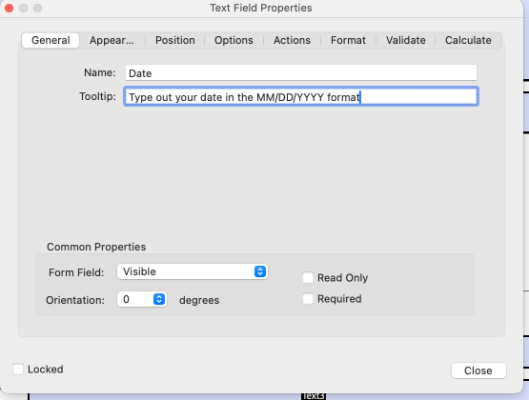Screenshot of the text box in which a form field's title should be added. 