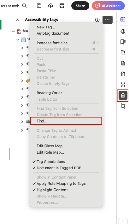 Screenshot of the menu options you will need to go through to tag form fields. 
