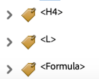 Screenshot of tag nesting for Formula Tag in Adobe Acrobat. 