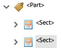 Screenshot of tag nesting for Part Tag in Adobe Acrobat. 