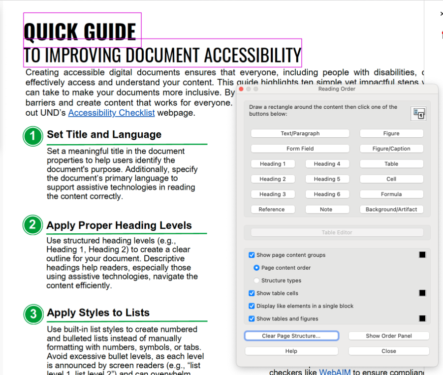 Manually Tag in Adobe Acrobat