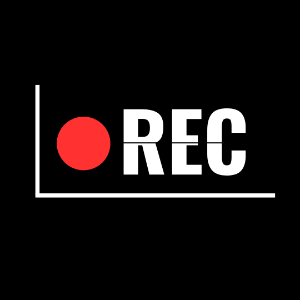 Recording logo with red camera light and letters REC