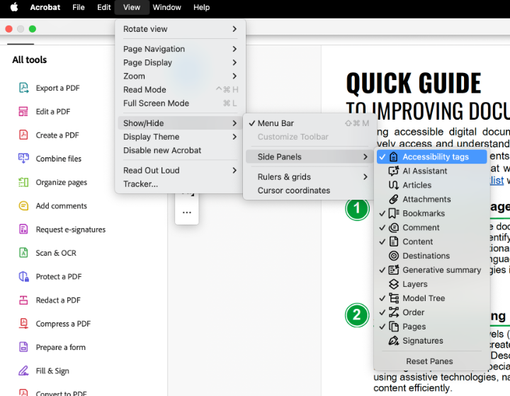 View Tag Tree in Adobe Acrobat