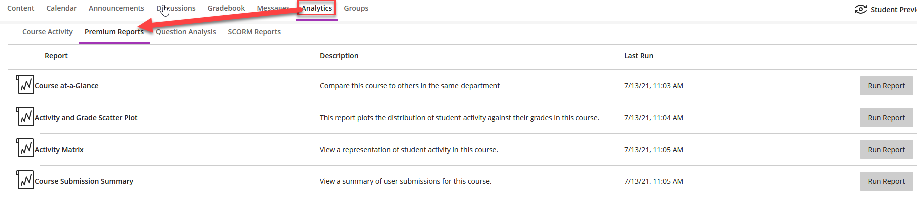 Blackboard Ultra Course Reports