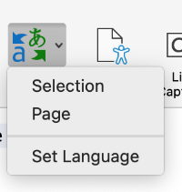 Translate Options Users may choose wheather they wish to translate a highlighted section or an entire page.