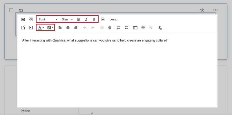 The font color button in the Rich Content Editor is selected. 