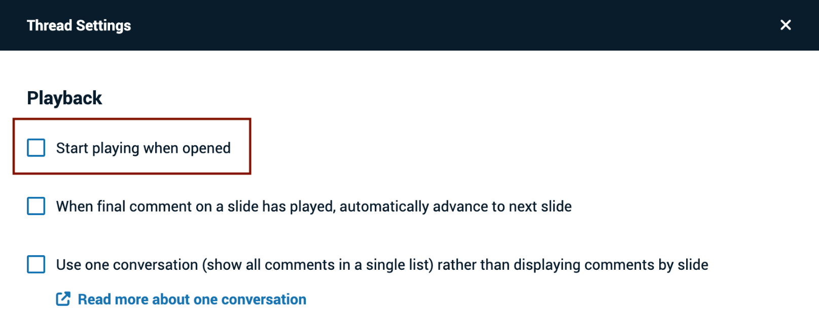 Screenshot of option to allow recordings to autoplay when a slide opens.
