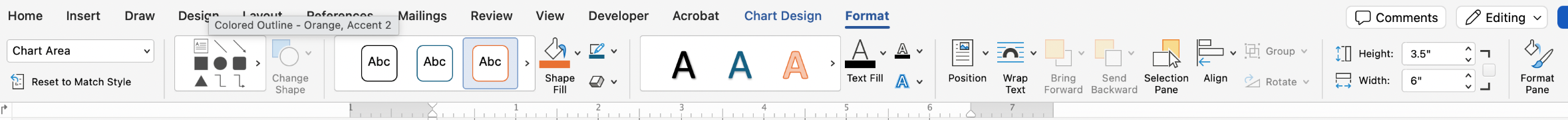 Format Screenshot of the Ribbon under Format. No alternative text options are available.