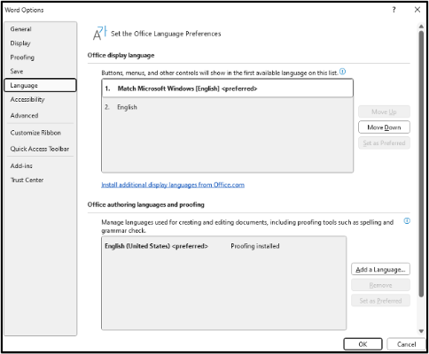 Screenshot of how to set the language on a Mac computer. 