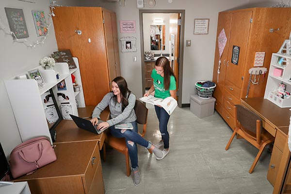 students living together in suite style dorm