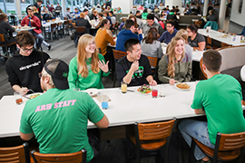 students dining together