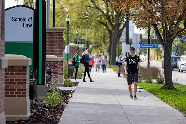 students walking on campus