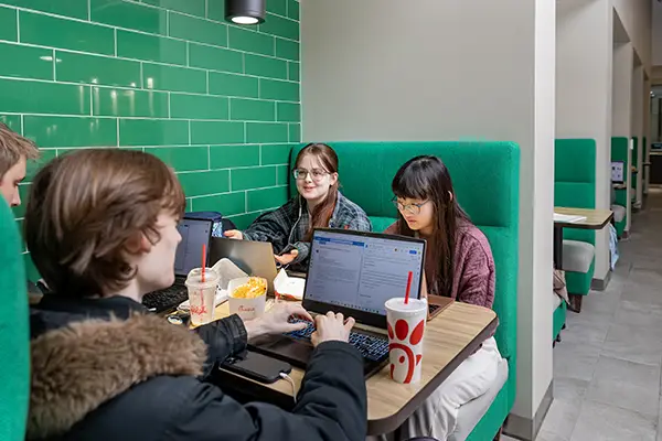 students dining together