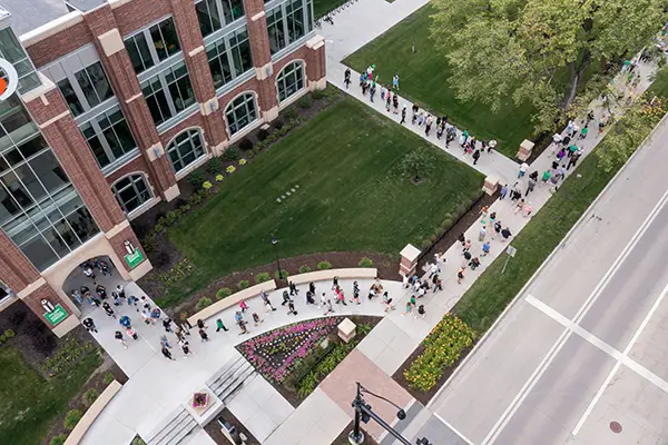 Students touring campus