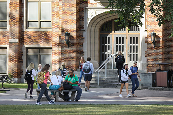 Students outside Merrifield Hall