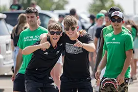 und students at football