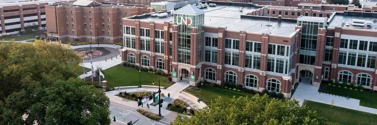 aeriel view of Memorial Union at the Univeristy of North Dakota