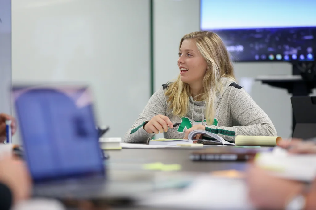 A female student in a data science class