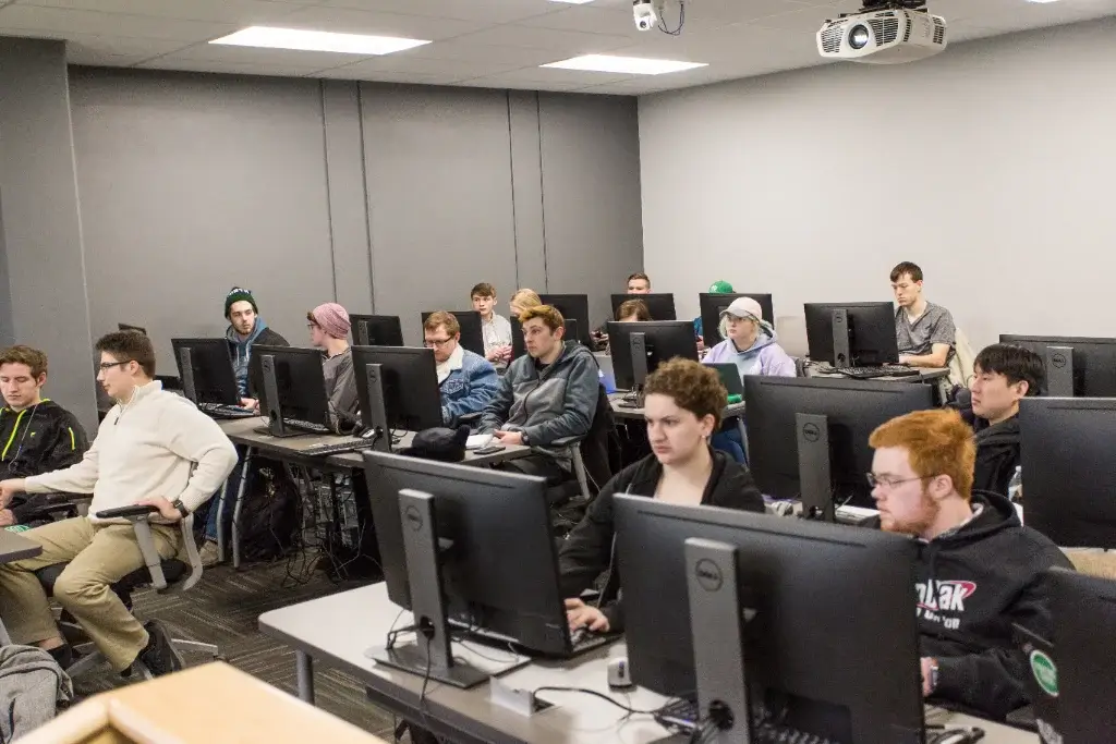 cybersecurity students participating in a computer science class