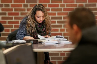 Psychology students reading