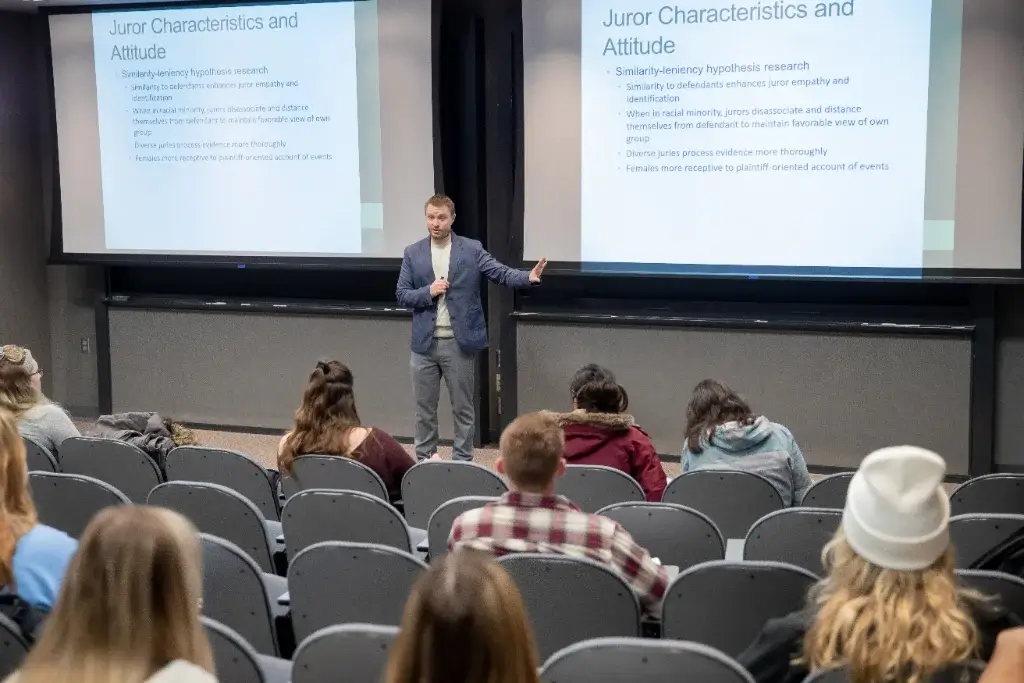 A professor lecturing in a psychology class