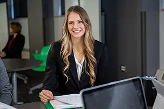 An MPA student engaged in her studies