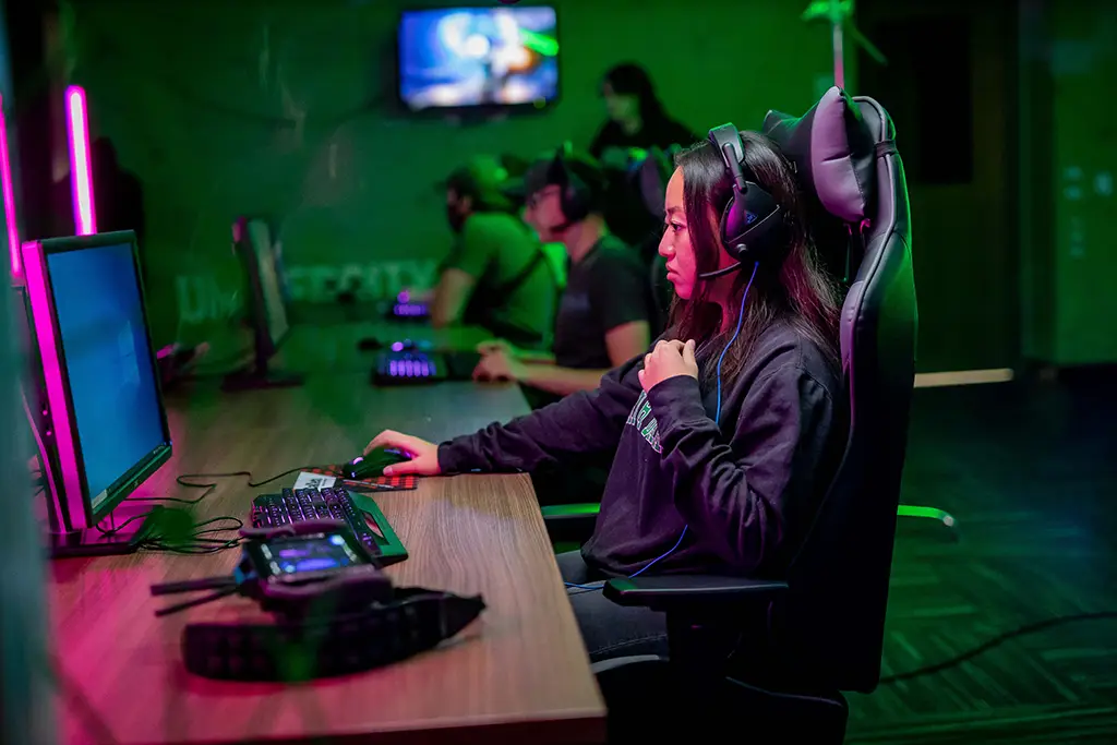 Students participating in an esports gaming session