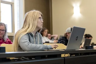 Students in a criminal justice lecture