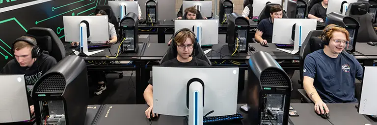 A group of students participating in an esports class