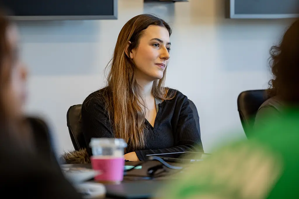a student engaged in a social work class