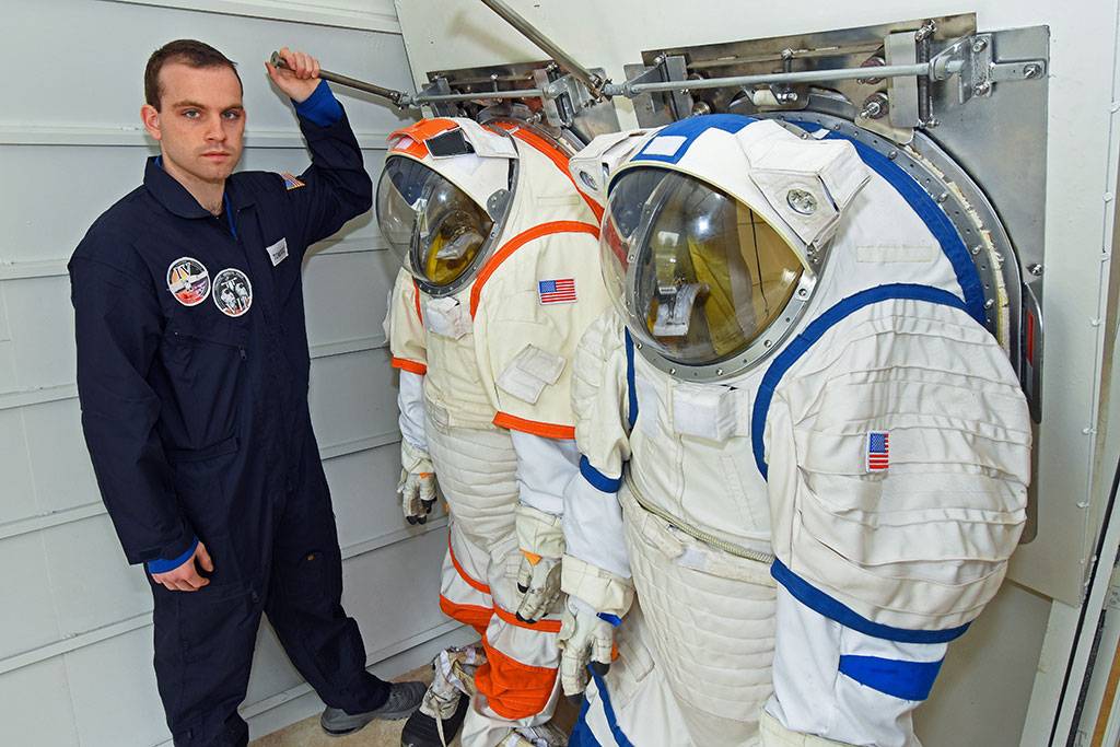 Stefan with Mars space suits